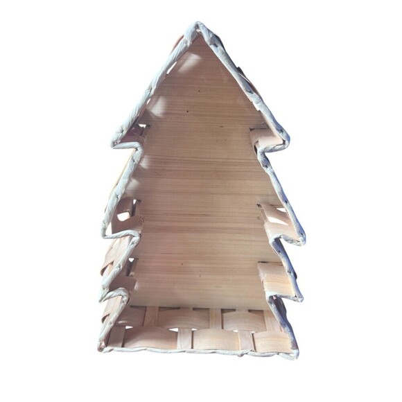 Handcrafted Wooden Rustic Woven Christmas Tree SHAPED DECORATIVE TRAY - Picture 5 of 5